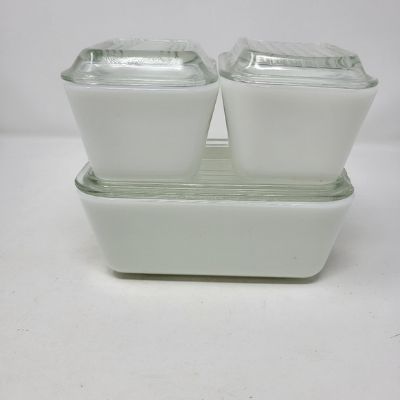 Vintage Pyrex Early American Refrigerator Dishes 501 502 set of 3 Fridgie - Picture 2 of 12